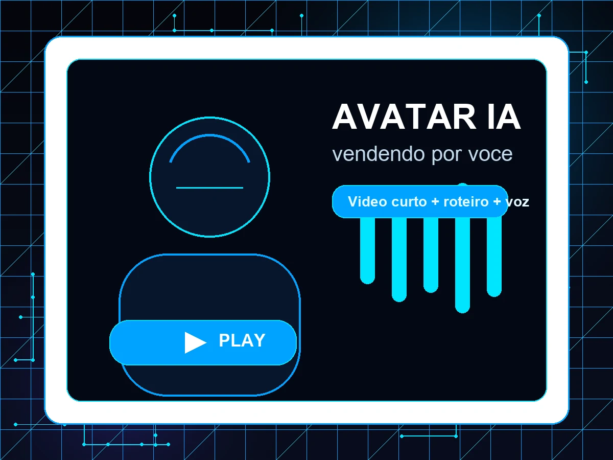 Mockup de avatar de IA em interface de vídeo